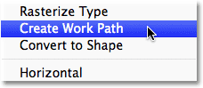 اختيار خيار Create Work Path في Photoshop.  صورة © 2011 Photoshop Essentials.com